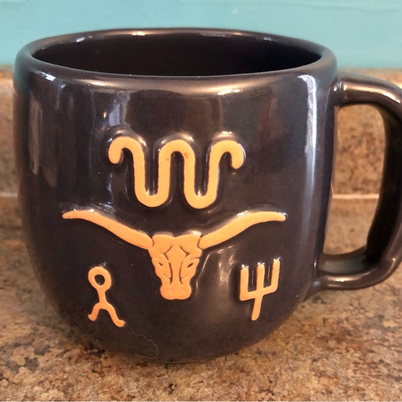Frankoma Dining Vtg Large Frankoma Western King Ranch Navy Blue Mug